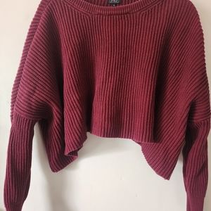 KIRA Cropped Ladies Pretty Maroon Sweater